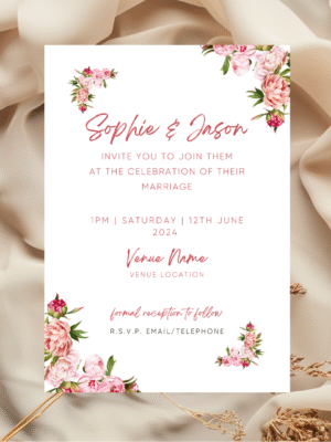 Wedding Invitation - Pink Flowers