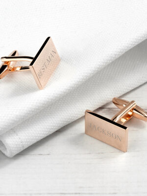 Rectangle Rose Gold Plated Cufflinks