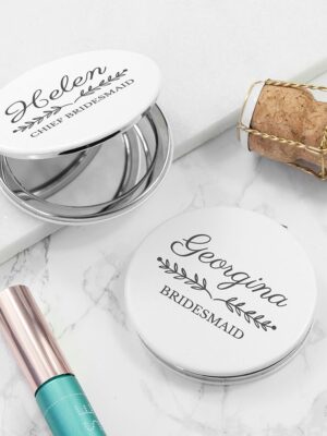 Personalised Bridal Party Round Compact Mirror
