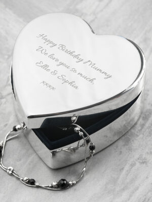 Classic Silver Heart Trinket Box Personalised